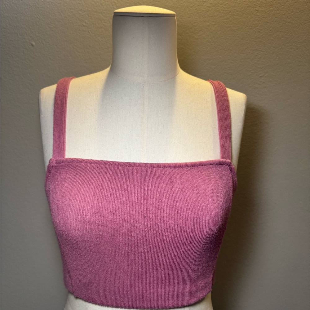 Pink Ribbed Crop Top